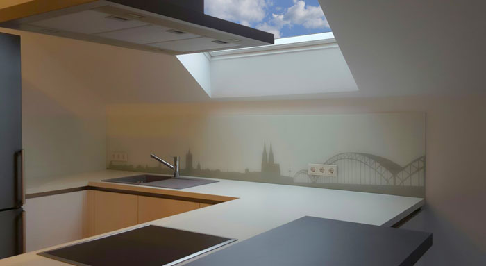 Küchenrückwand mit Köln-Skyline
